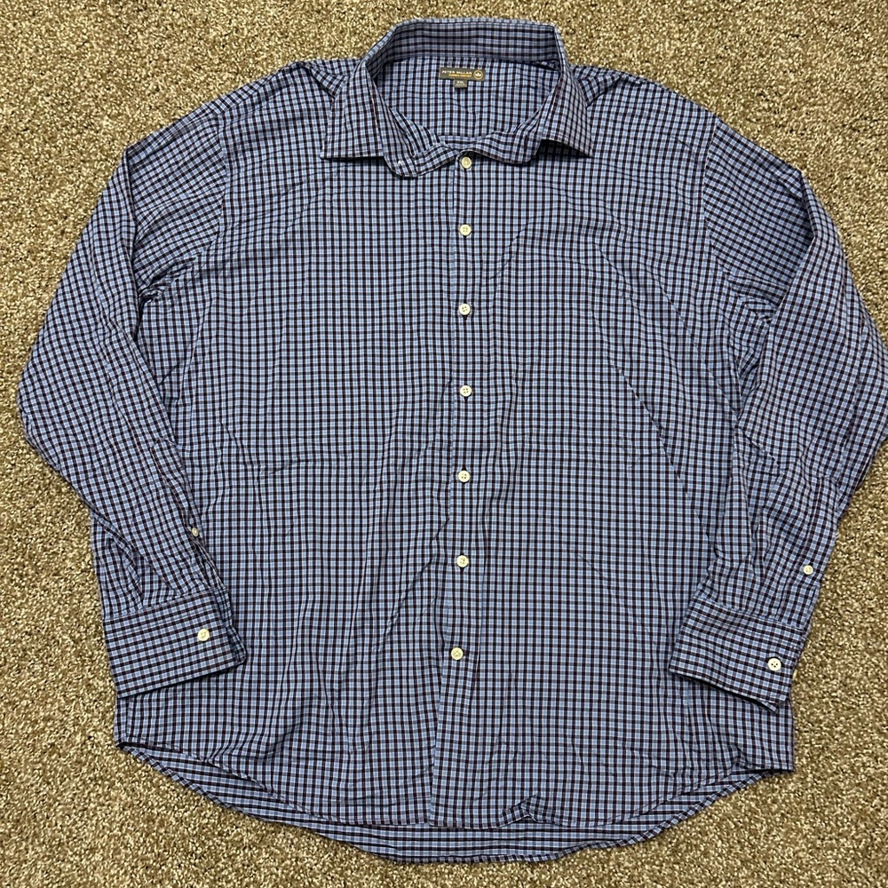 Peter Millar Blue Checkered Men's Shirt